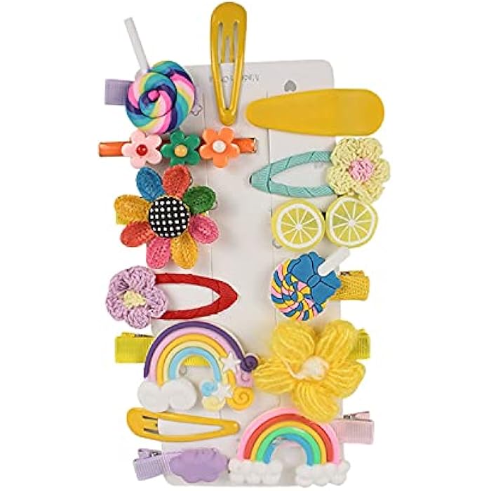 Niyokki Cute Hair Clips for Girls - Assorted Styles, Fruit Snap Barrettes Accessories (Yellow Rainbow) - Image 3